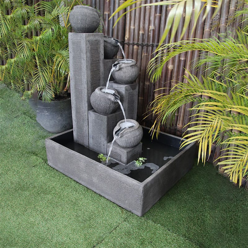 Streaming Pots Fountain by Galleria Imports medium grey right angle view