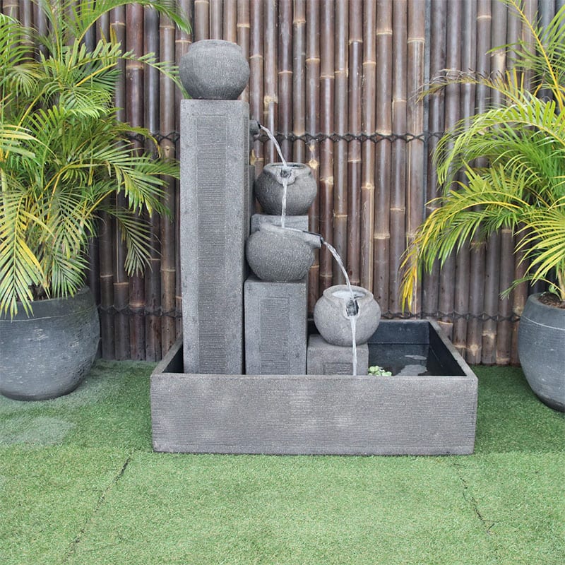 Streaming Pots Fountain by Galleria Imports medium grey front view 