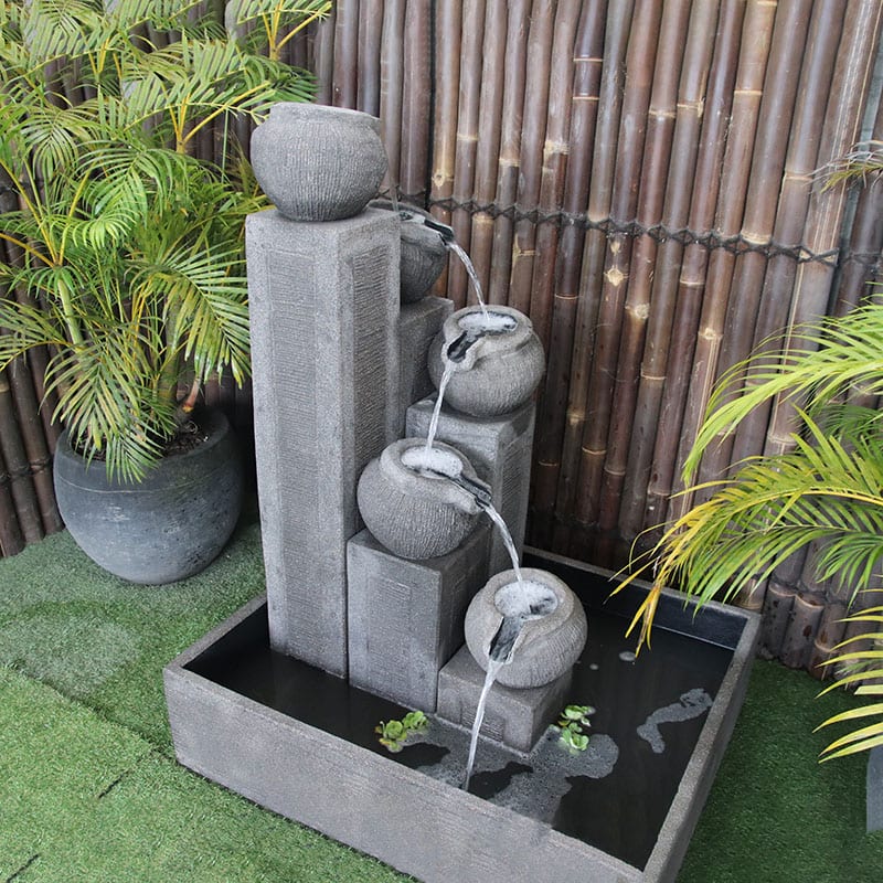 Streaming Pots Fountain by Galleria Imports medium grey top right angle view