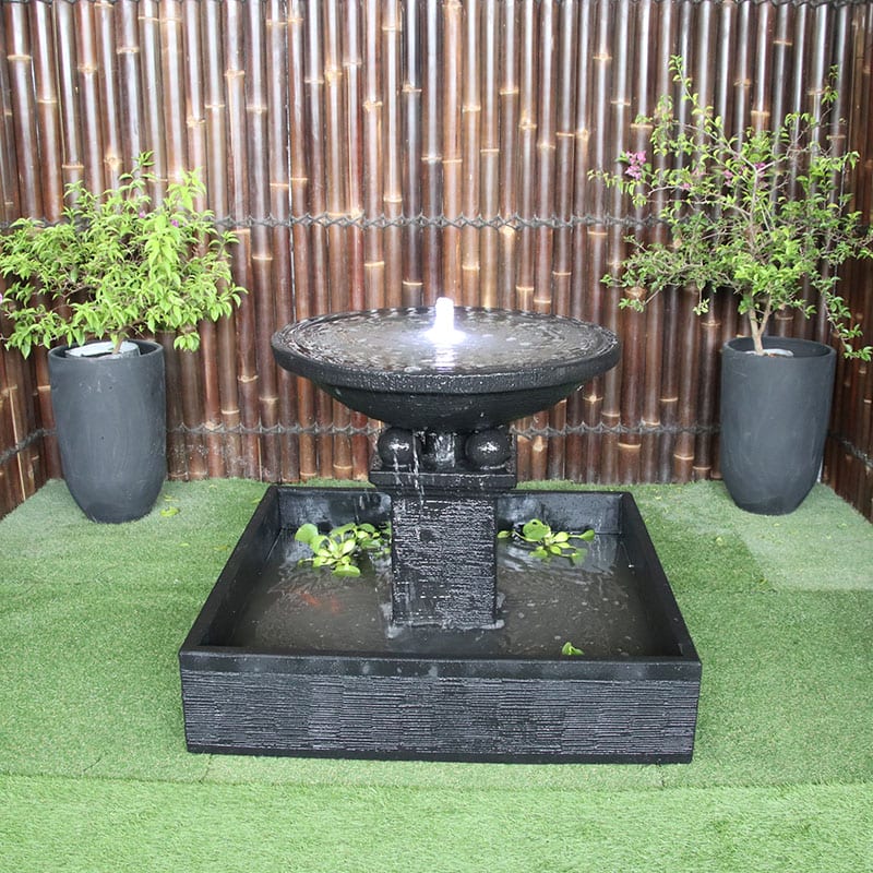 Galleria Imports Teratai Fountain in charcoal front view