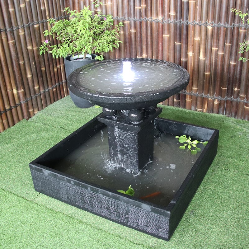 Galleria Imports Teratai Fountain in charcoal right angle view