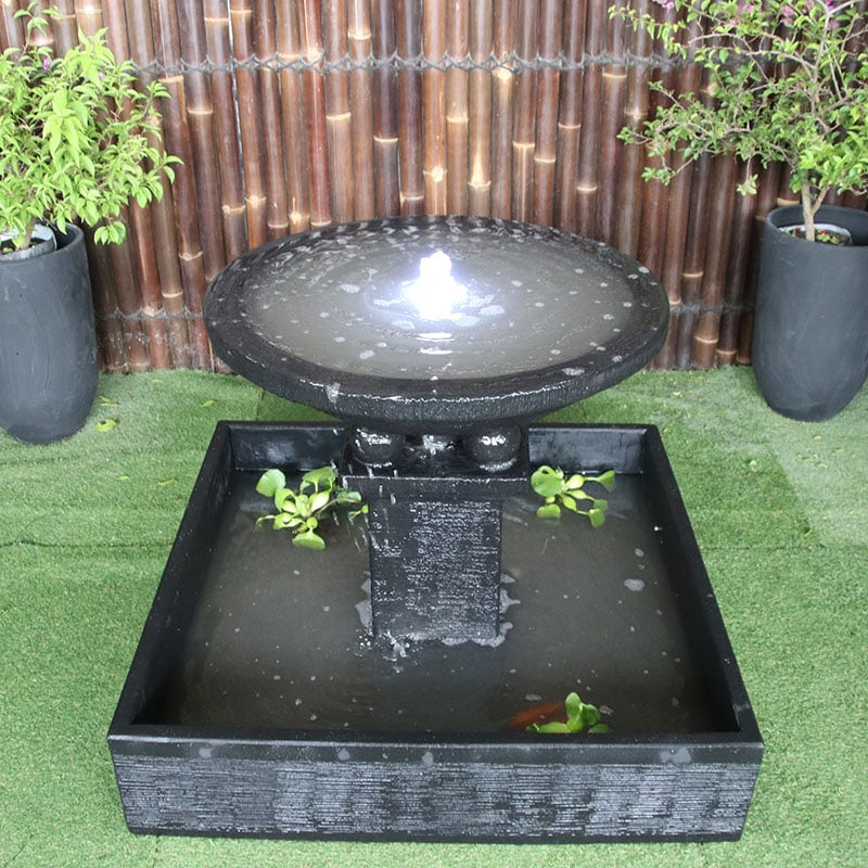 Galleria Imports Teratai Fountain in charcoal top view