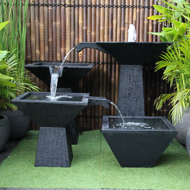 Galleria Imports 3 tier cascade fountain large charcoal front view