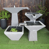 Galleria Imports 3 tier cascade fountain large grey front view