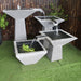 Galleria Imports 3 tier cascade fountain large grey left top angle view