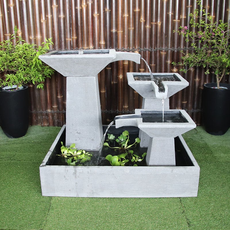 Galleria Imports 3 tier cascade fountain medium grey front view