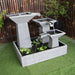 Galleria Imports 3 tier cascade fountain medium grey left angle view