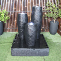 Galleria Triple Cigar Fountain in Charcoal front view