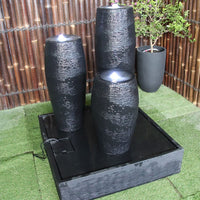 Galleria Triple Cigar Fountain in Charcoal left top angle view