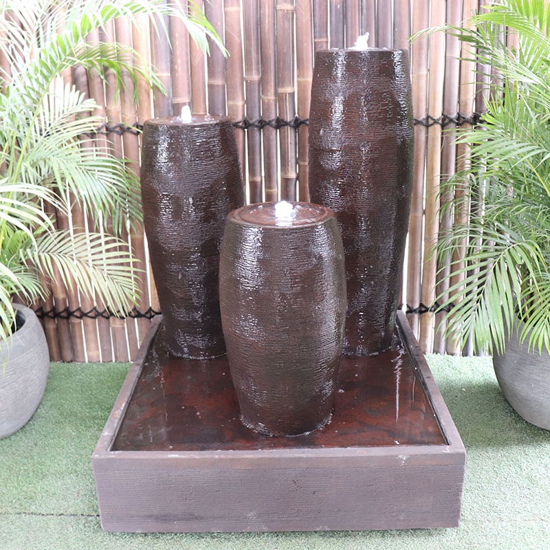 Galleria Triple Cigar Fountain in rust