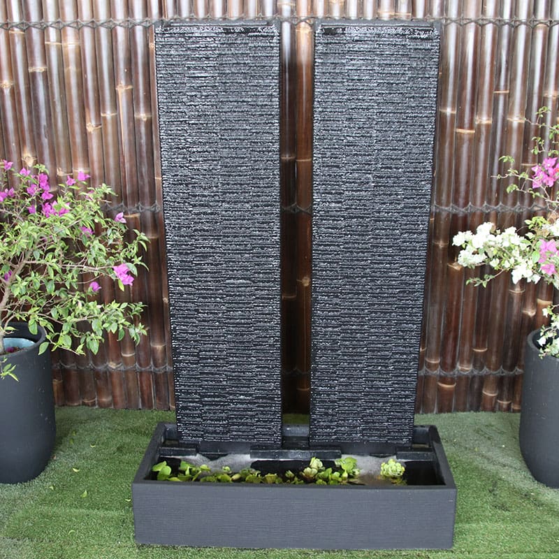 Galleria's Twin Ripple Wall Fountain in charcoal