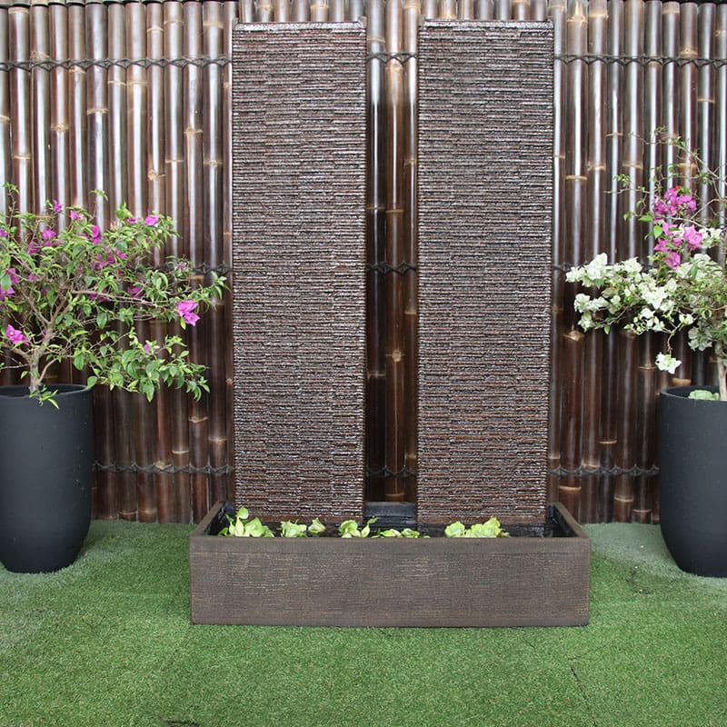 Galleria's Twin Ripple Wall Fountain in rust