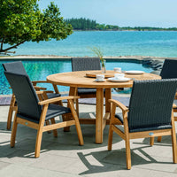Hawaii 150cm table and charcoal Flinders wicker chairs side view