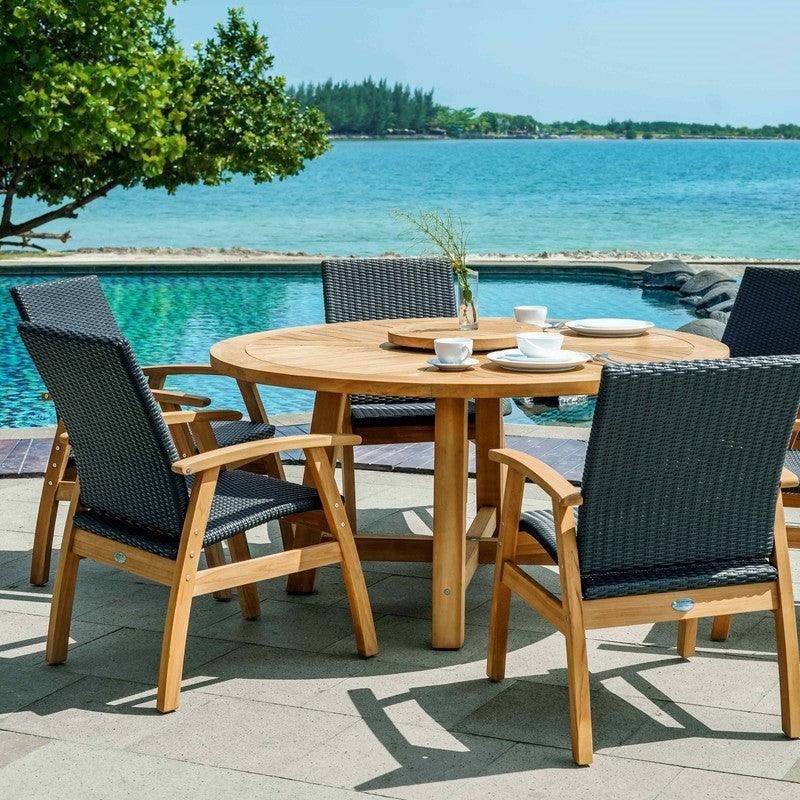 Hawaii150 And Flinders Charcoal Wicker Chairs Lazy Susan Setting Square