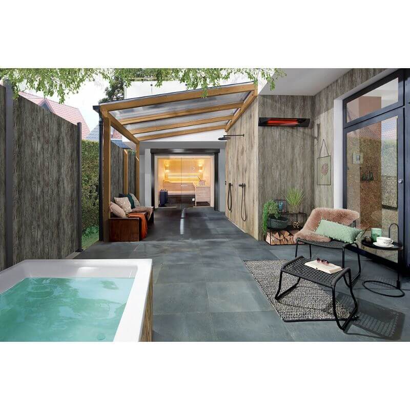 Heatscope Pure+3000W in courtyard with pool