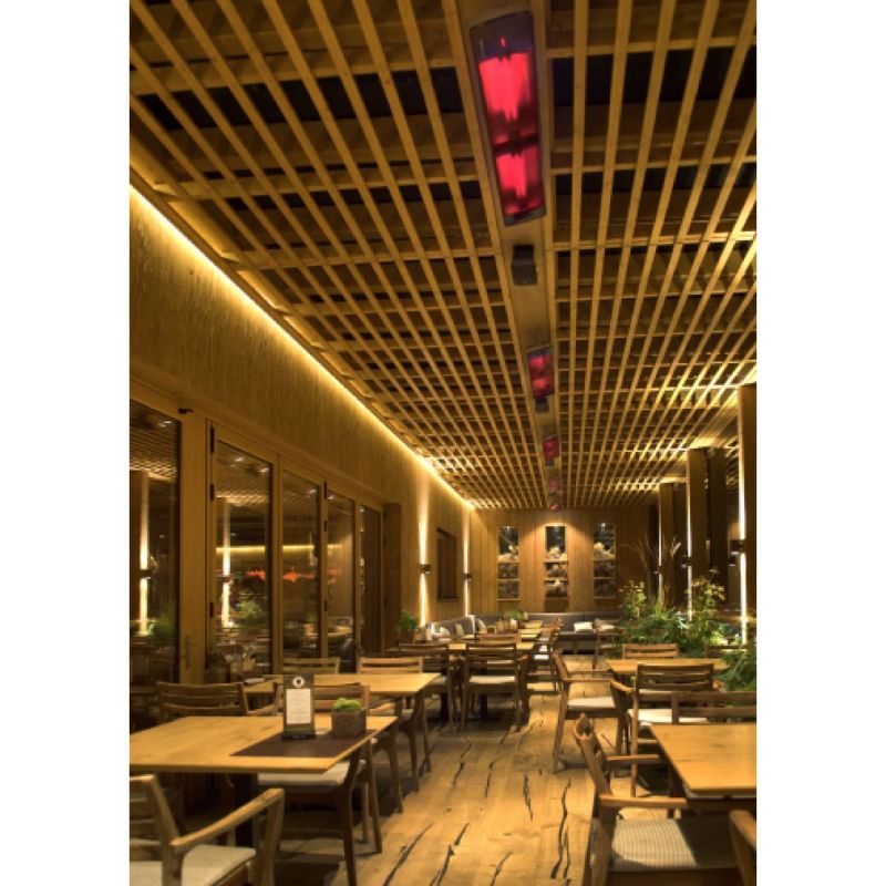 Heatscope Vision 3200W switched on at nightr alfresco dining