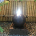 Luna Ball Fountain Rust Large with lights with bamboo wall