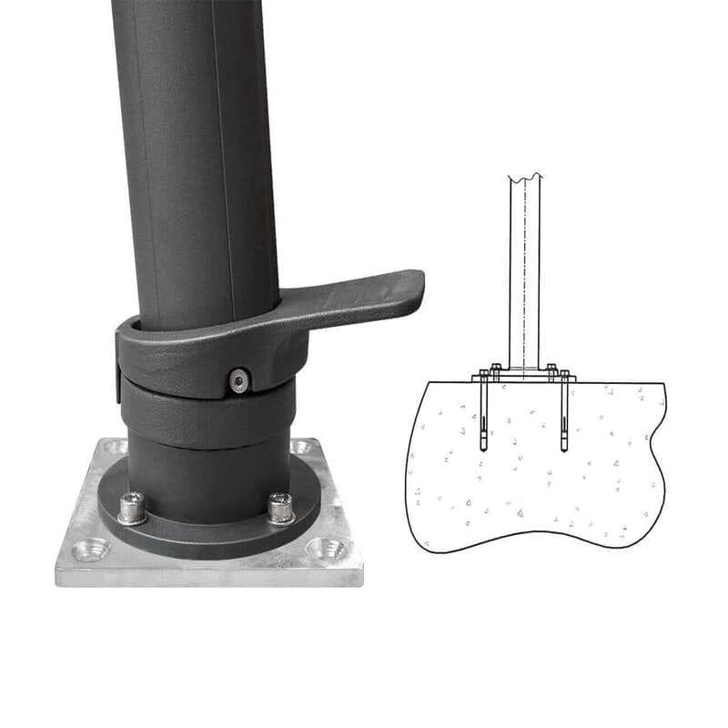 Luxi Living Alabaster 3m Round Cantilever Umbrella - Pole bolted to a steel plate  image and diagram 