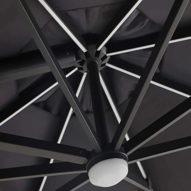 Luxi Living Alabaster 3m Round Cantilever Umbrella - image showing the underneath of the umbrella
