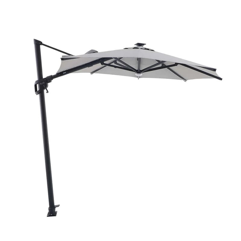 Luxi Living Alabaster 3m Round Cantilever Umbrella - light grey umbrella on white background.
