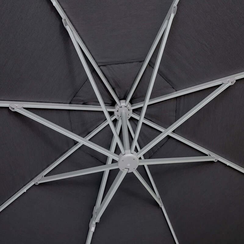 Luxi Living Alabaster 4m Round Cantilever Umbrella- underneath the dark umbrella