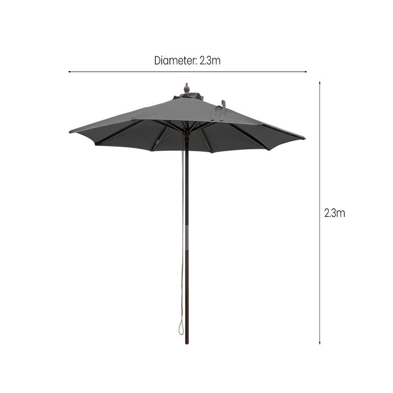 Luxi Living Amazon 2.3m Round Market Umbrella-dark grey umbrella dimensions