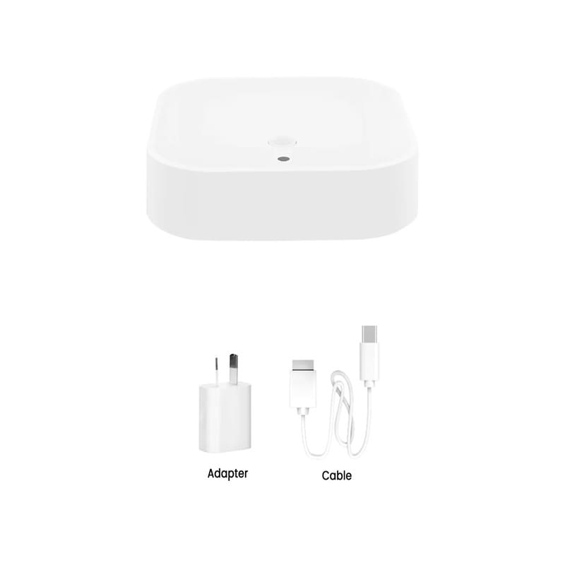 Luxi Living Application Gateway For Etna, Rainier and Solaris Solar Awnings-adapter and cable on a white background