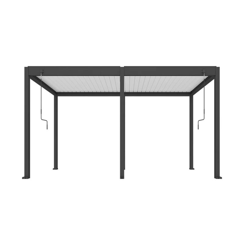 Luxi Living Atlantic Manual Freestanding Louvre Roof Aluminium Pergola - 5.9x3m Black Frame with White Louvre pergola