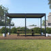 Luxi Living Atlantic Manual Freestanding Louvre Roof Aluminium Pergola - Grey pergola on wooden slab.