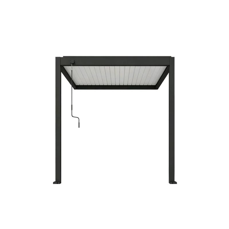 Luxi Living Atlantic Manual Wall Mounted Louvre Roof Aluminium Pergola - 2 x 1.9m  Black and White pergola front view.