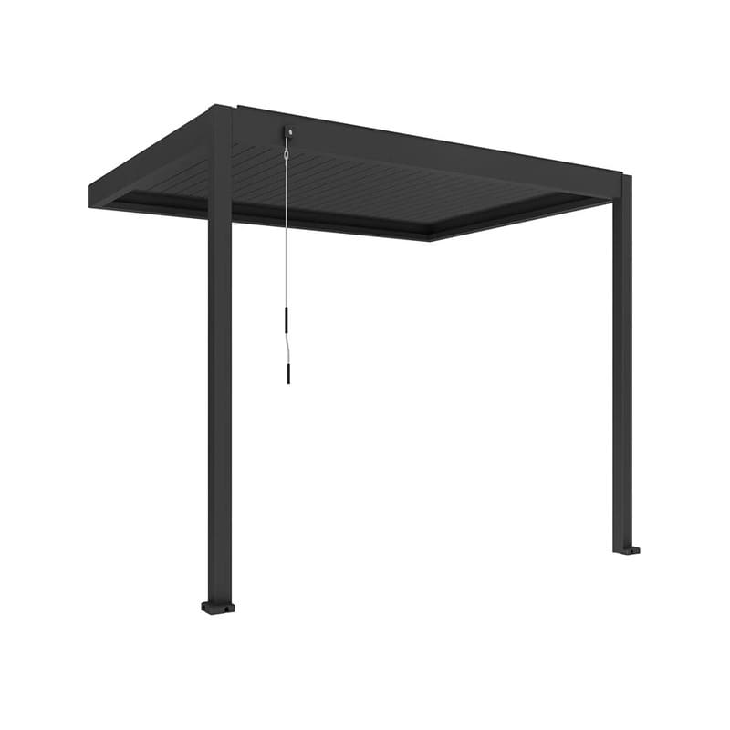 Luxi Living Atlantic Manual Wall Mounted Louvre Roof Aluminium Pergola - 4 x 1.9m black pergola o white bg