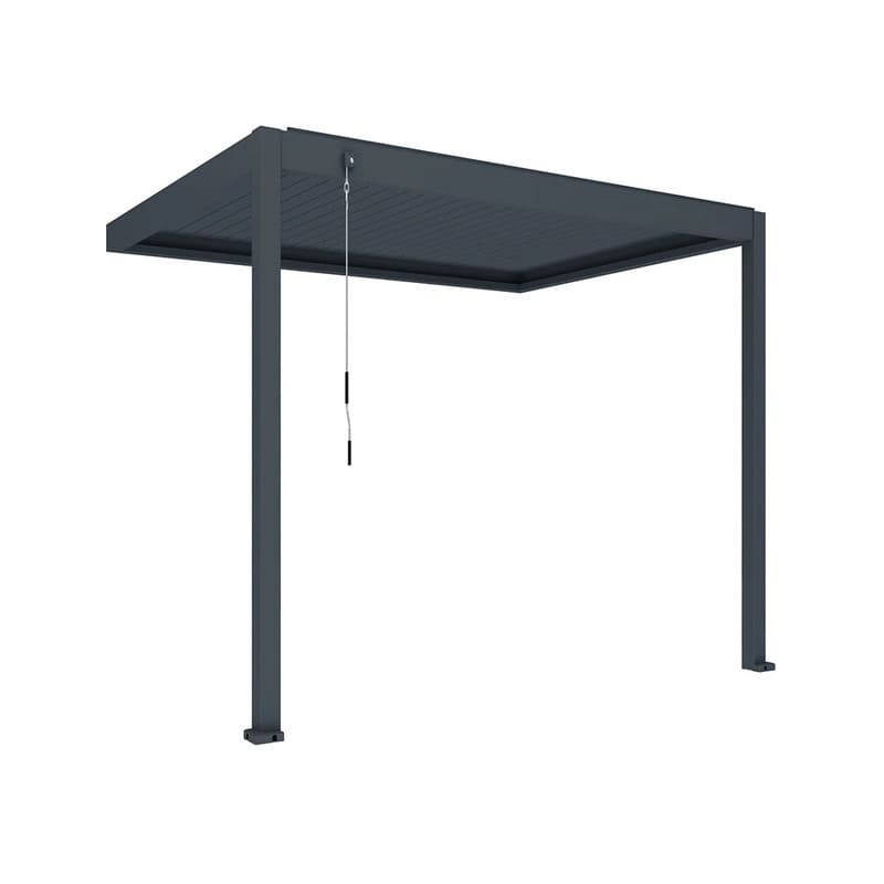 Luxi Living Atlantic Manual Wall Mounted Louvre Roof Aluminium Pergola - 4 x2.9 m charcoal pergola on white background