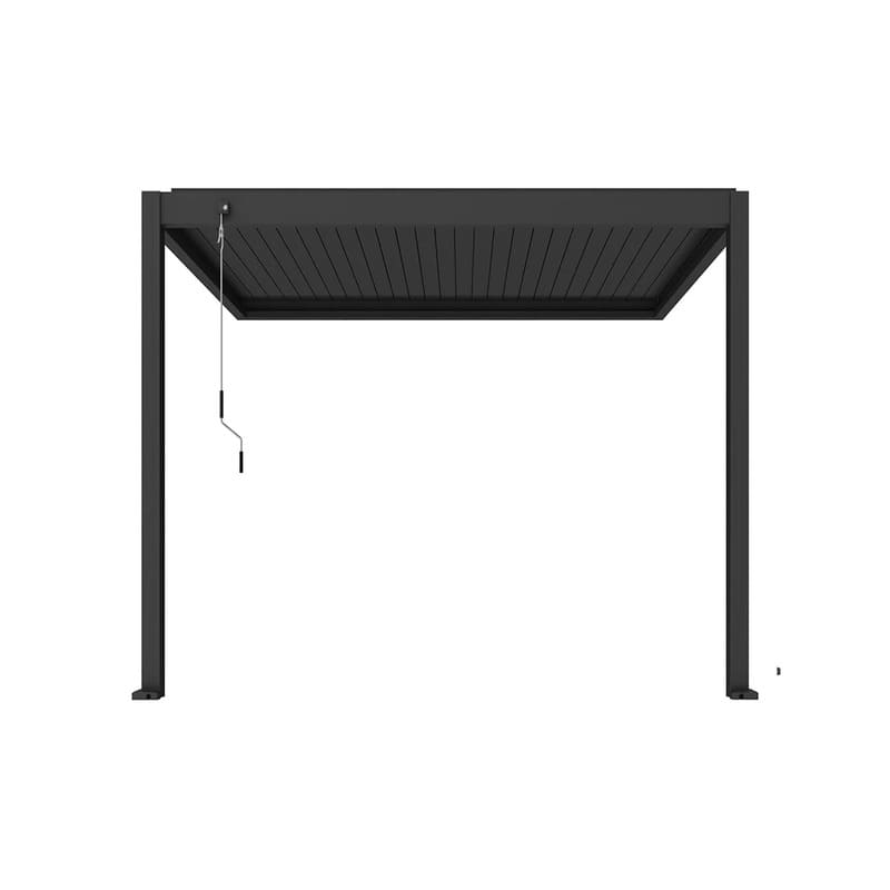 Luxi Living Atlantic Manual Wall Mounted Louvre Roof Aluminium Pergola - 4 x1.9m black pergola front view on white background