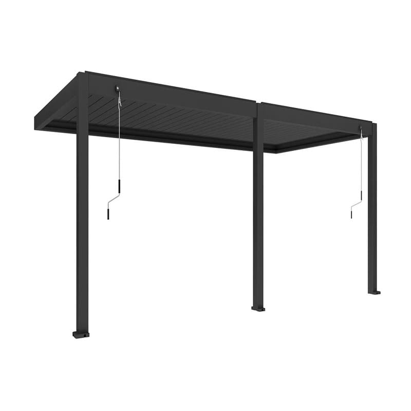 Luxi Living Atlantic Manual Wall Mounted Louvre Roof Aluminium Pergola - black pergola on white background