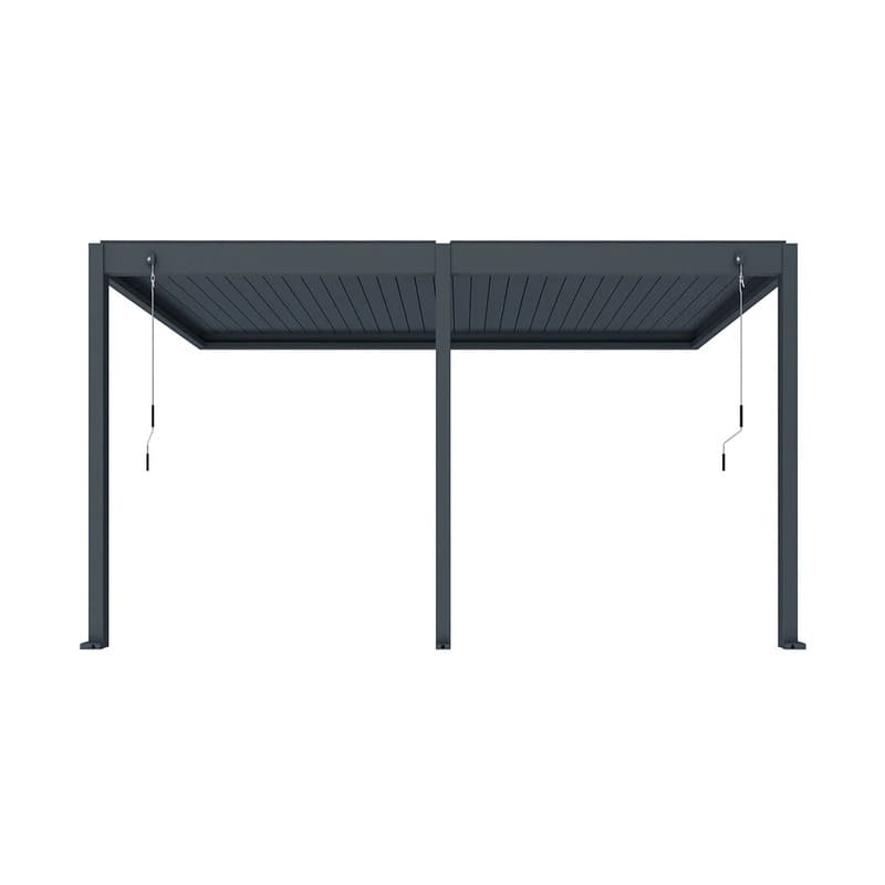 Luxi Living Atlantic Manual Wall Mounted Louvre Roof Aluminium Pergola - 5 x 2.9m charcoal pergola on white bgackground