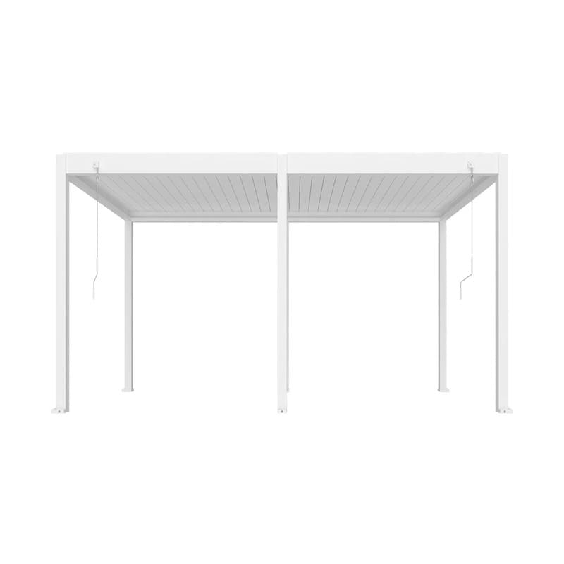 Luxi Living Atlantic Manual Freestanding Louvre Roof Aluminium Pergola - 5x3m white pergola on white background