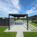 Baltic Manual Freestanding Louvre Roof Aluminium Pergola - black pergola beside a swimming pool