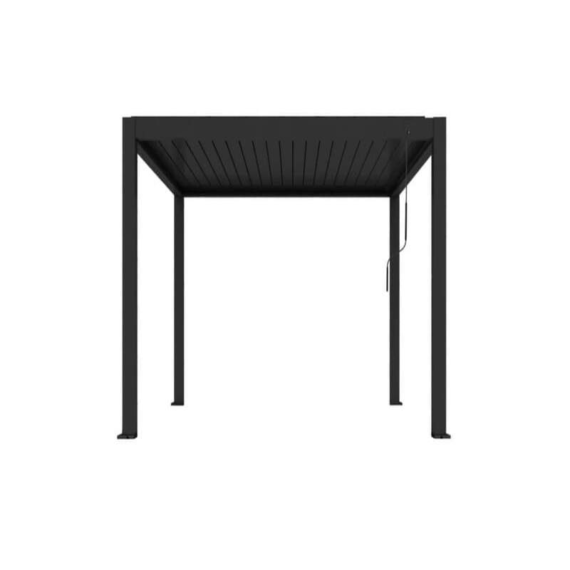 Luxi Living Baltic Manual Freestanding Louvre Roof Aluminium Pergola - black 4x4m pergola on a white bg.