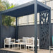 Baltic Manual Freestanding Louvre Roof Aluminium Pergola - charcoal pergola with white furniture underneath