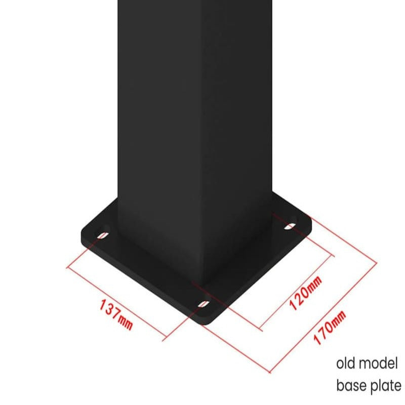 Luxi Living Baltic Motorised Freestanding Louvre Roof Aluminium Pergola - base plate dimensions