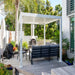 Luxi Living Baltic Motorised Freestanding Louvre Roof Aluminium Pergola - chairs under the pergola