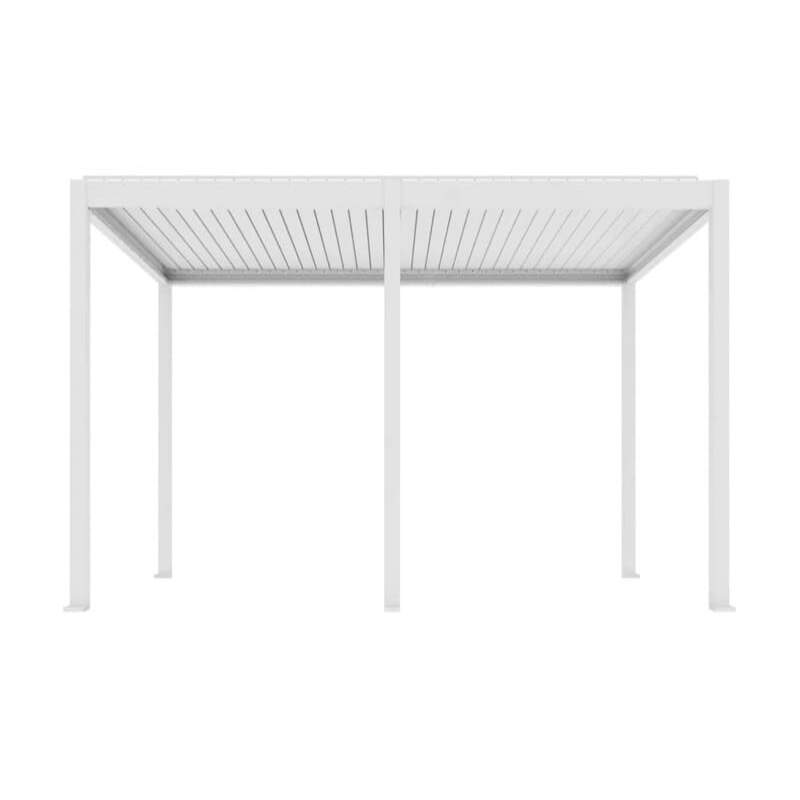 Luxi Living Baltic Motorised Freestanding Louvre Roof Aluminium Pergola - white pergola on a white background