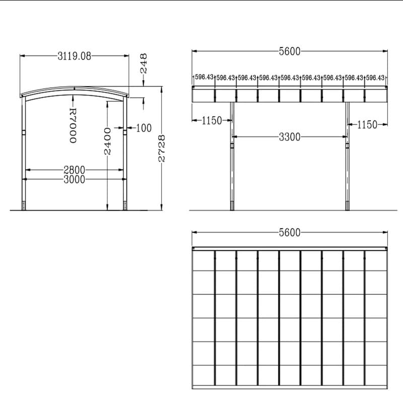 Luxi Living Carport 5.6m x 3.12m x 2.7m - carport dimensions