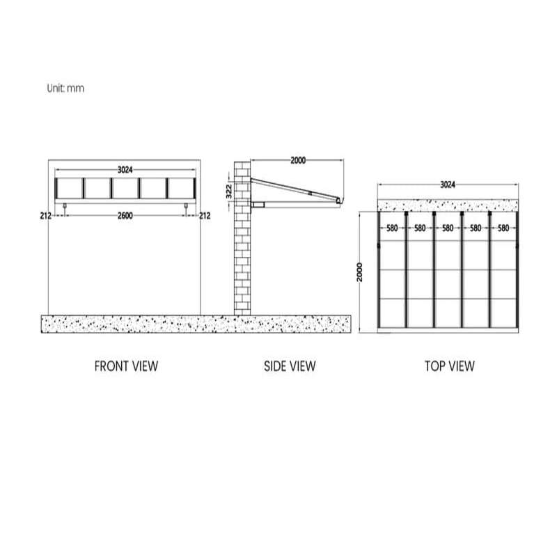 Luxi Living City Window / Door Awning Canopy - 3x2m plan