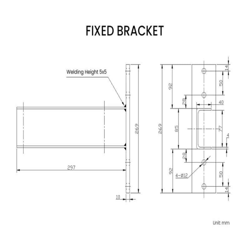 Luxi Living  City Window and door awning Fixed Bracket Dimension Plan
