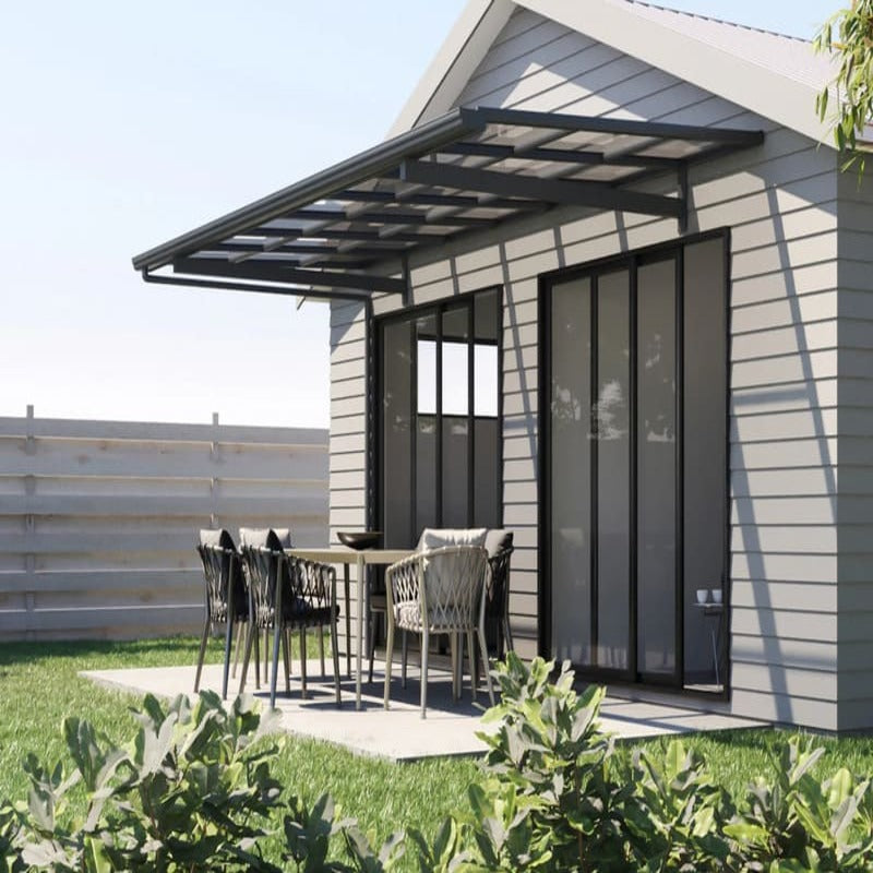 Luxi Living City Window / Door Awning Canopy -grey awning on grey house