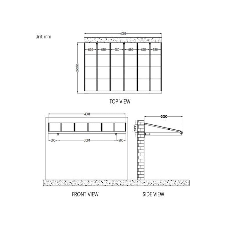 Luxi Living City Window / Door Awning Canopy - 4x2m plan
