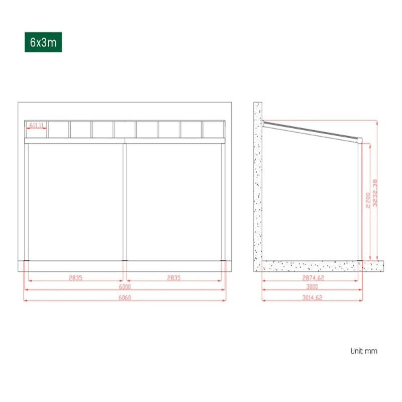 Luxi Living Coastal Patio Cover - 6x3m patio plan