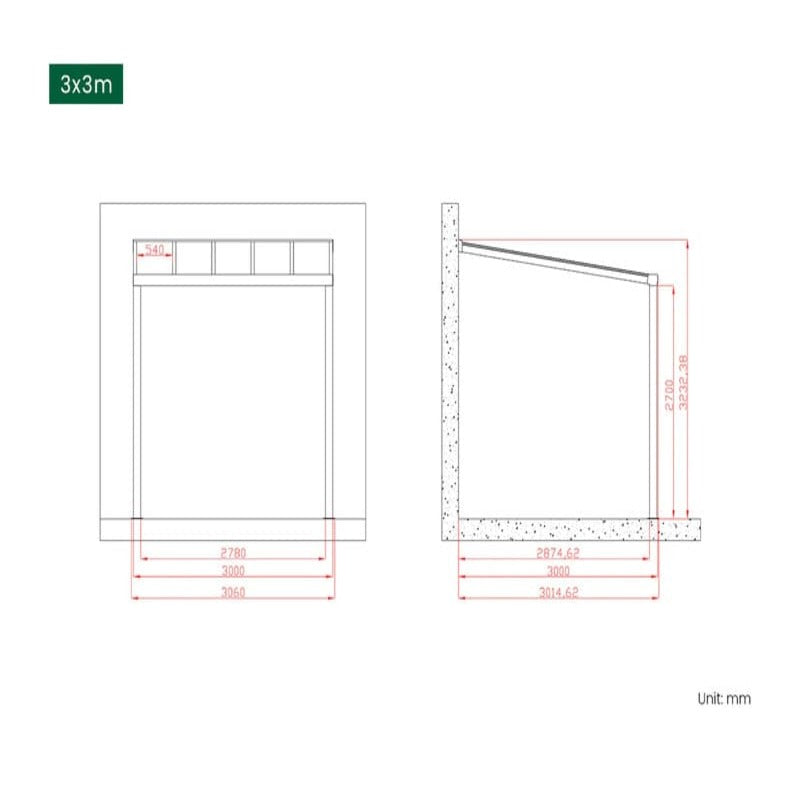Luxi Living Coastal Patio Cover - 3x3 plan