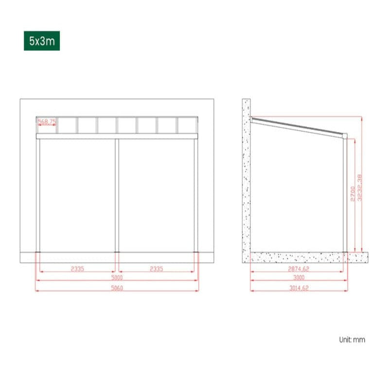 Luxi Living Coastal Patio Cover - 5x3m patio plan